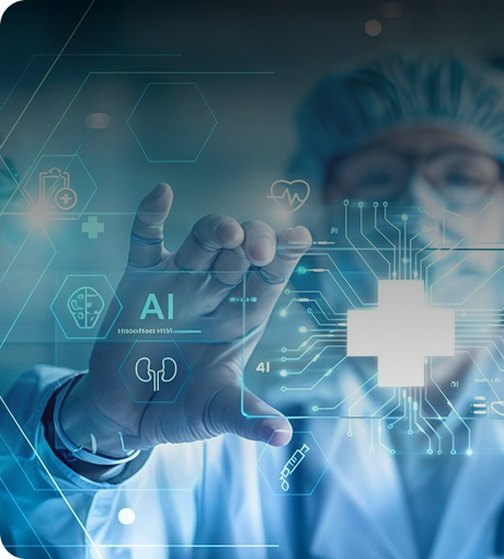 Clinician using emerging healthcare technology